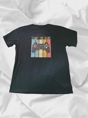 Black 'Start The Game' Gamer Graphic Tee